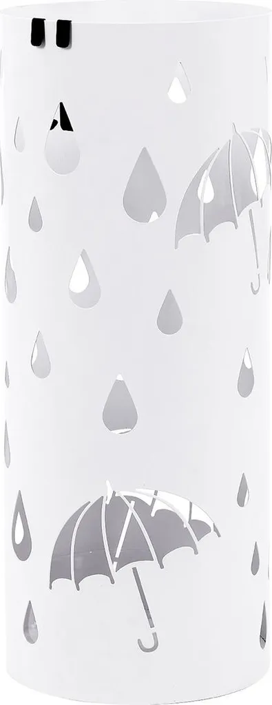 Petit porte-parapluies blanc décoratif et robuste en acier laqué