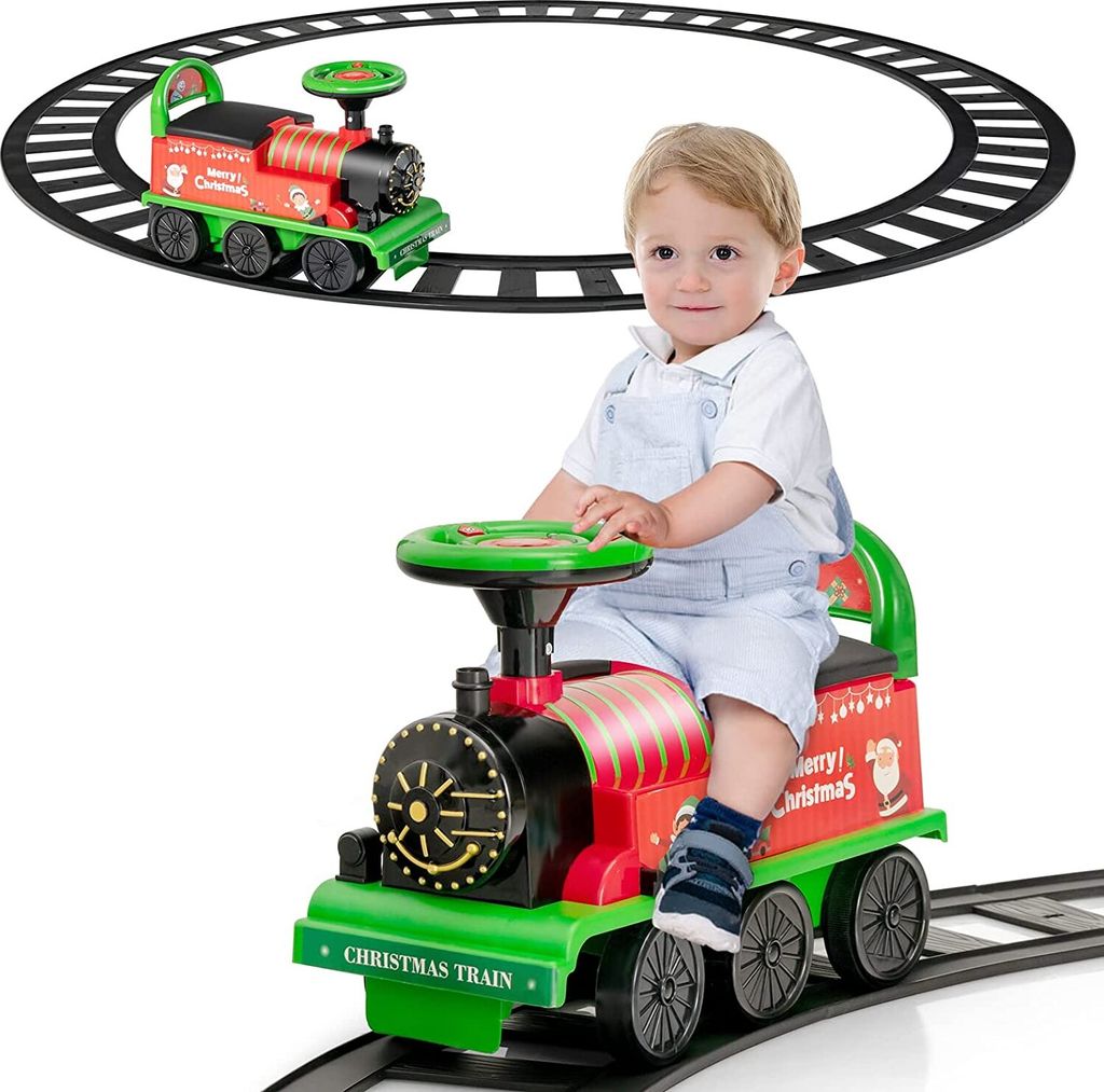 Elektro Zug zum Aufsitzen mit Gleis, 6V Kinder Elektroauto mit Musik & Licht, Kinderauto mit Stauraum, für Kinder ab 3 Jahren, Belastbar bis 25 kg...