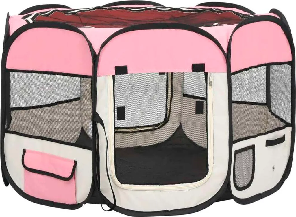 Box Viaggio vidaXL Rosa 90x90: Recinto Pieghevole Portatile per Pet
