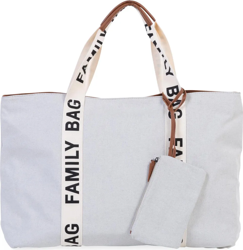 Sac de plage familial blanc cassé en toile pour vacances et loisirs