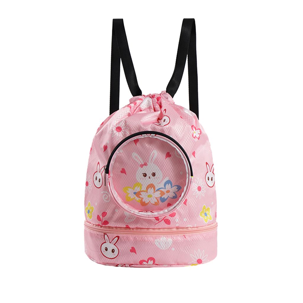 Schwimmrucksack für Kinder mit verstellbarem Riemen, große Kapazität, wasserabweisend, Cartoon-Print, Nass-Trocken-Trenntasche für Kinder