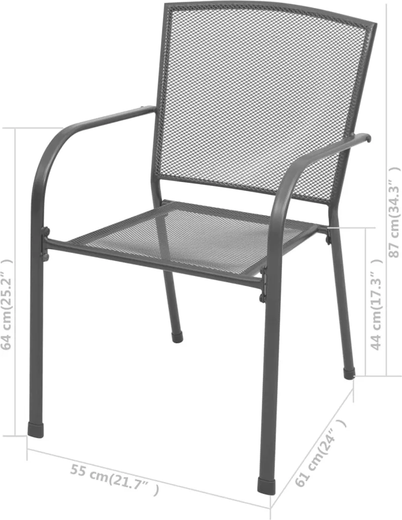 Chaises de jardin grises en acier : solution gain de place empilable - 5
