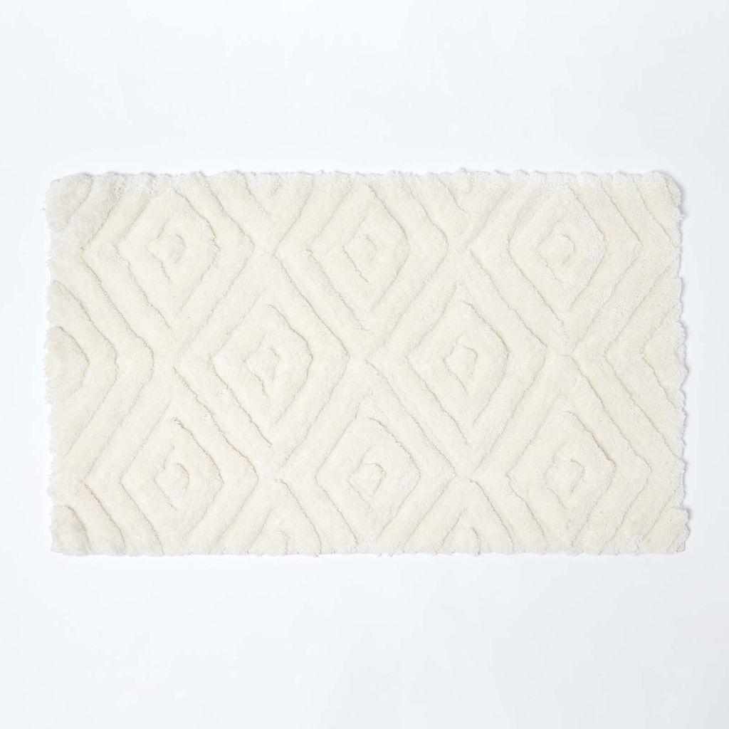 HOMESCAPES Ikat Rutschfeste Hochflor Badematte 100% Produktbild 