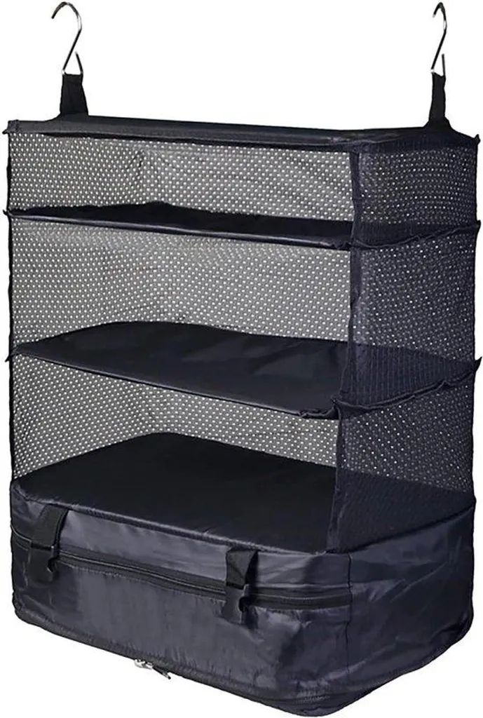 Organiseur de valise 3 compartiments noir avec séparateurs flexibles
