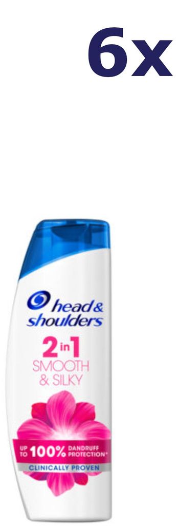 6x Head & Shoulders Shampoo - Smooth & Silky 2 in 1 400ml