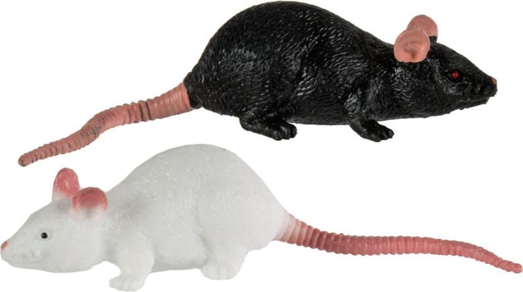 Dehnbare Ratte als Spielzeug 11 cm | Schwarz / Weiß Produktbild 