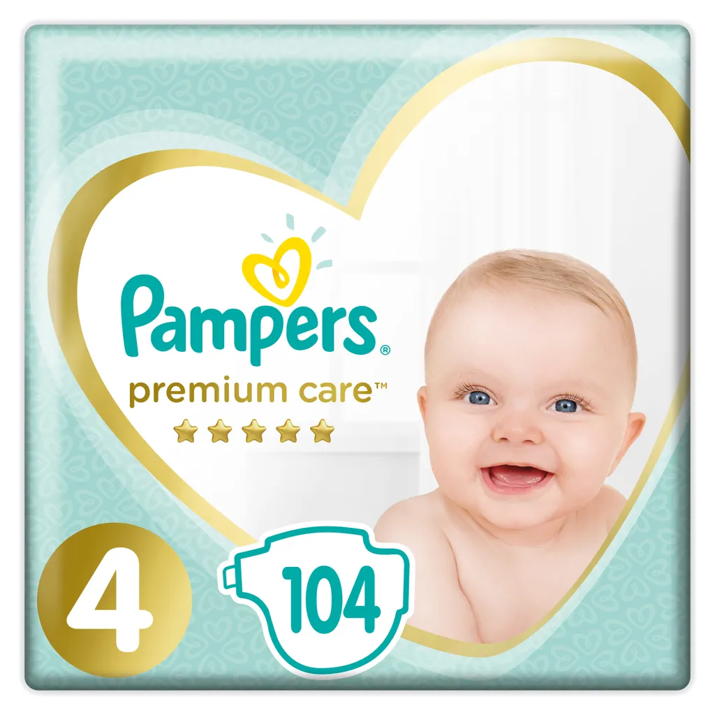 Couches Pampers Premium Care Taille 4 Douceur Coton 104 pcs Mega Pack