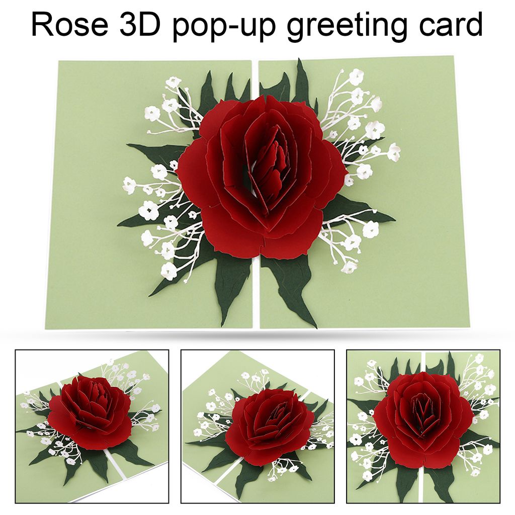 Attraktive Grußkarte Fein Arbeitspapier Roes Form 3D -Begrüßungspostkarte für Valentinstag