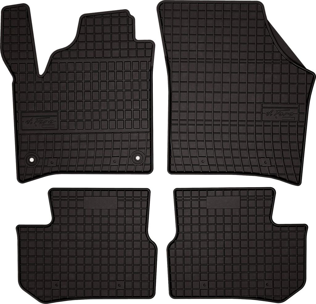 Gummifußmatten passend für Skoda e-Citigo (Schrägheck, Bj. 2019-) – schwarz, passgenau, mit Befestigungen set 4 Stk. - Gummi-Automatten