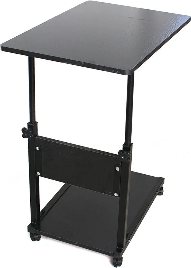 Table de Nuit Nomade et Console Latérale Noire Réglable en Hauteur