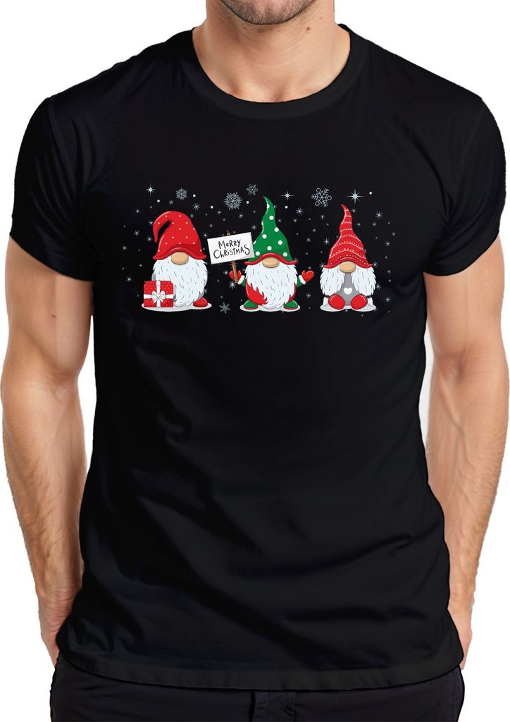 Merry Christmas Gnome Elfen Wichtel - Weihnachten Weihnachtsgeschenk Christmas Herren T-Shirt, Schwarz, XL