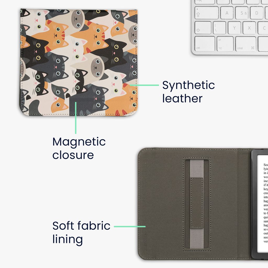 Kwmobile Hülle Für Kobo Libra Colour/Tolino Vision Color – Kunstleder, Kompass-Design, Magnetverschluss