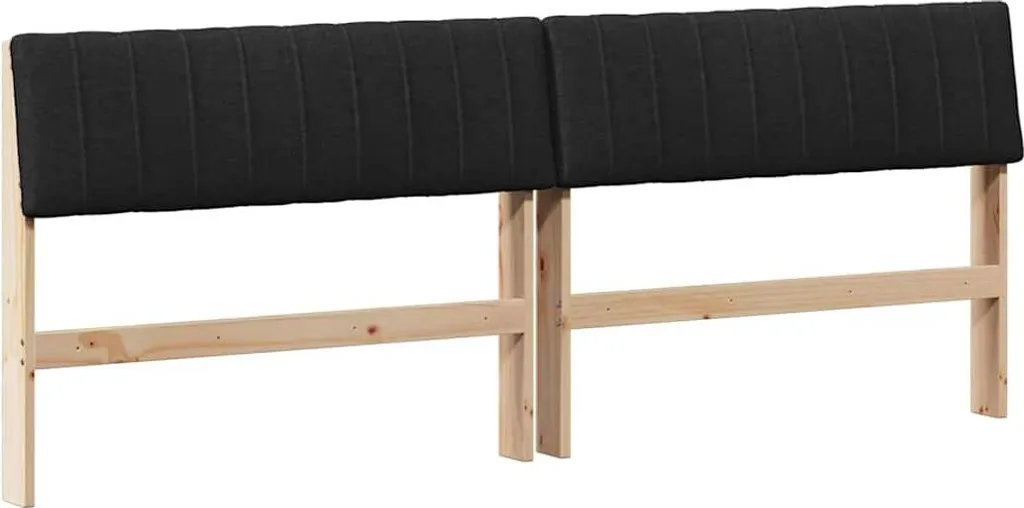Testiera Letto 200 cm Nera Imbottita in Legno di Pino Massiccio