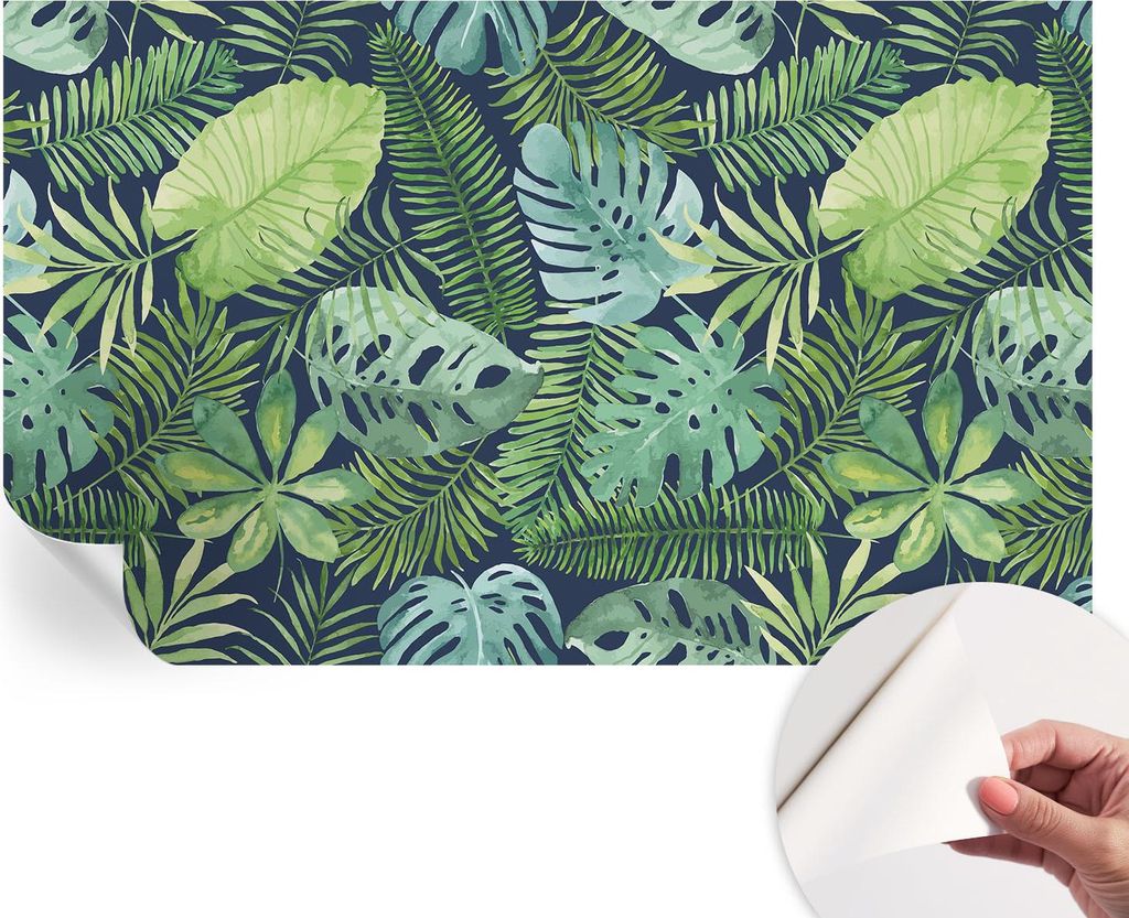 Selbstklebende Wandtapete - Dekorative Tapete für Wohnzimmer - Klebefolie für Wandbilder - Tapetenfolie für Wanddekoration - 416x254 - Tropische...