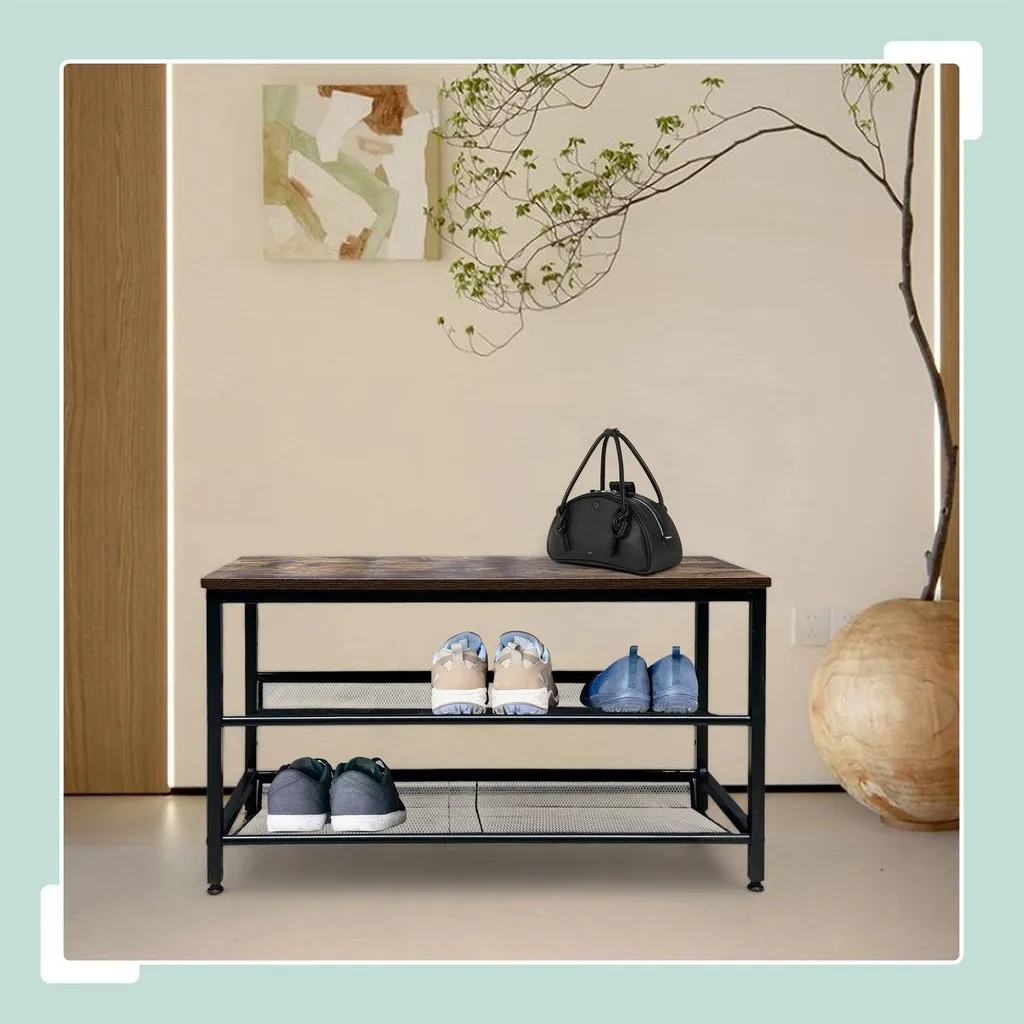 Meuble à chaussures industriel avec 4 niveaux de rangement en métal