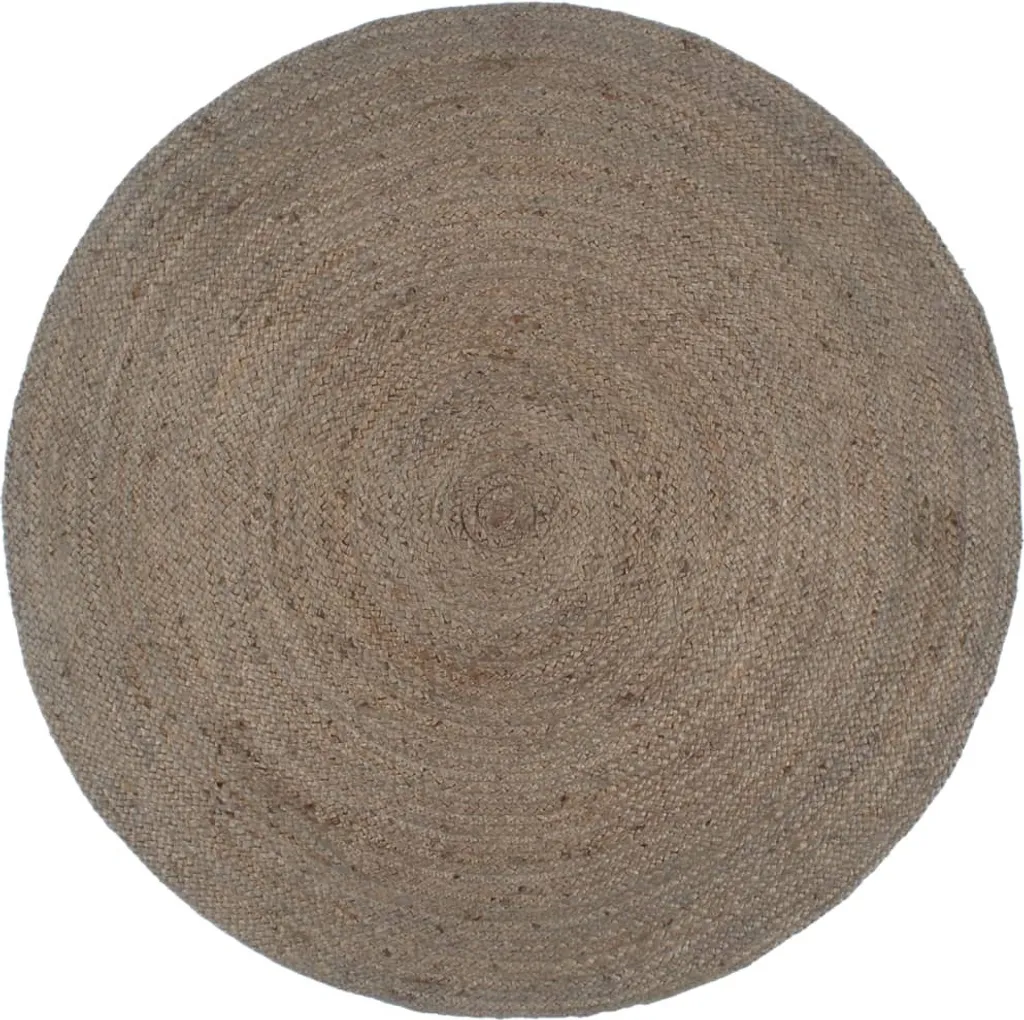 Tapis jute rond 240 cm gris fait main en fibres naturelles denses