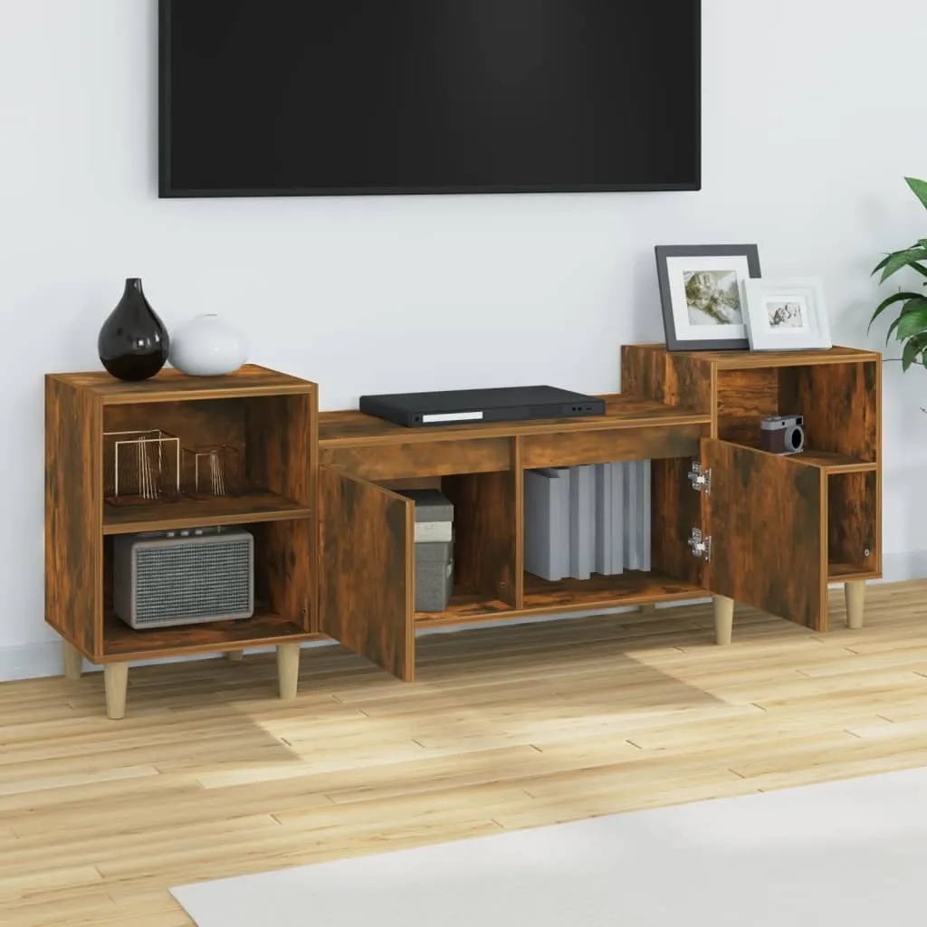 The Living Store Mobile TV in rovere fumé 160x35x55 cm Materiale in legno
