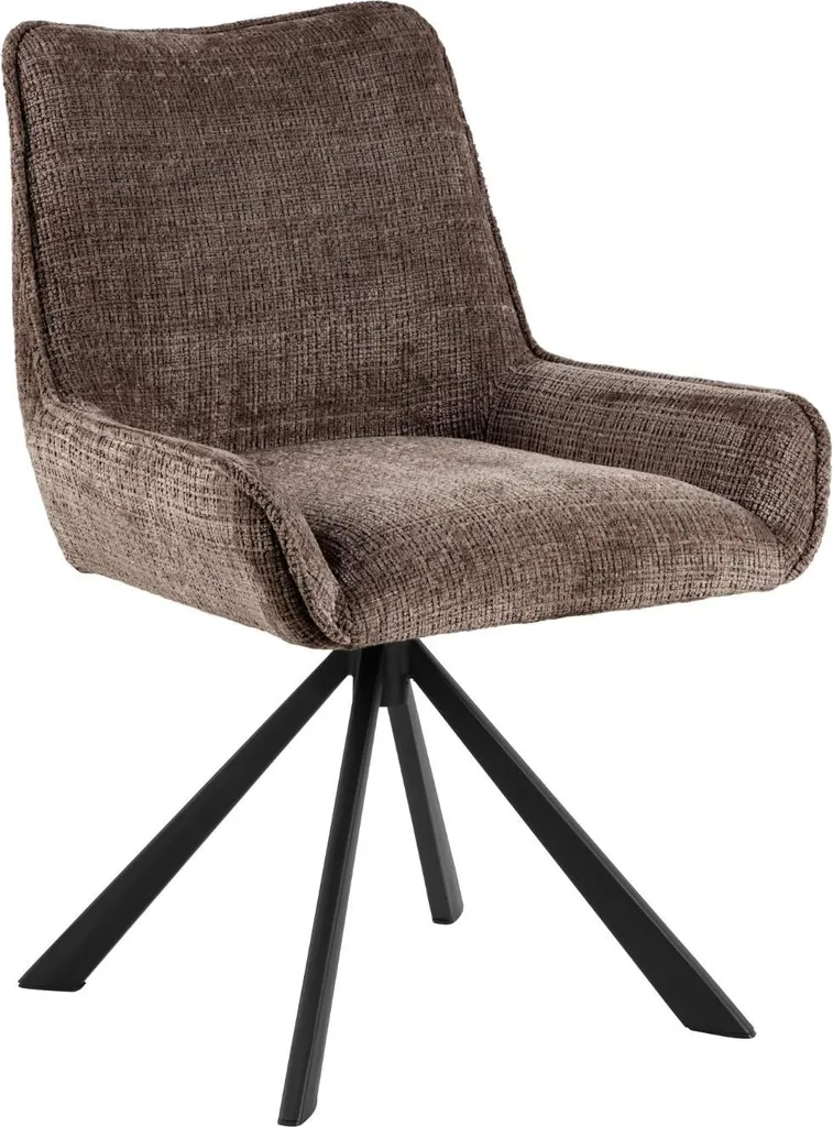 Eddie chaise de salle à manger marron en chenille robuste et élégante