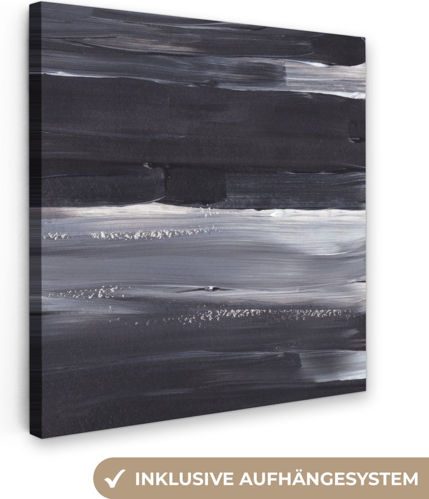 MuchoWow - Leinwandbilder - Farbe - Abstrakt - Schwarz, Wandbild, Wanddeko Bilder Wohnzimmer, 50x50 cm