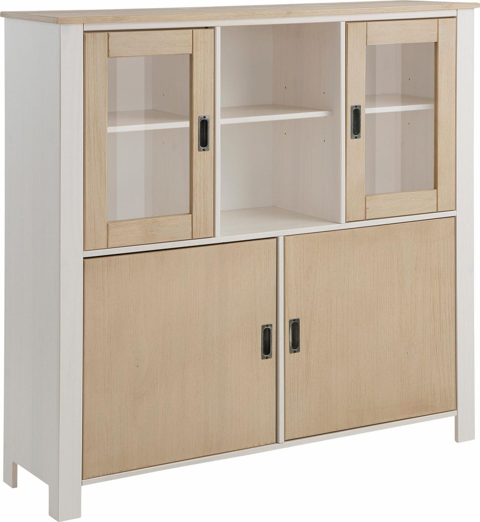 Vitrine mit 2 Türen und 2 Glastüren in Eiche