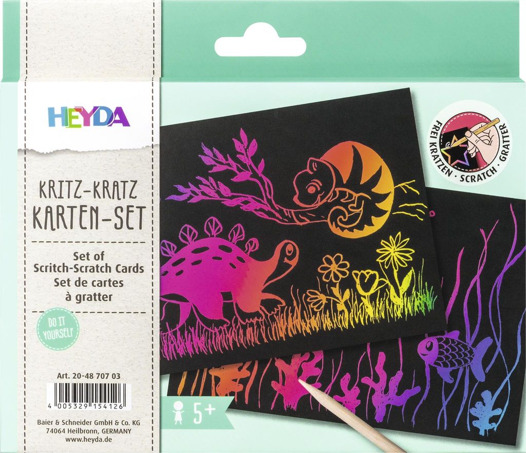 HEYDA Kritz-Kratz Karten-Set 210 g/qm 176 x 125 mm Produktbild 