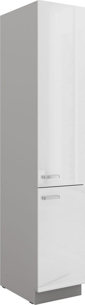 Küchen Hochschrank 40 Bianca Weiß Hochglanz + Grau Produktbild 