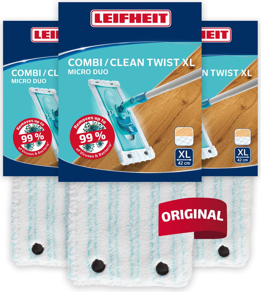 Leifheit Wischbezug Ersatz Bezug CLEAN TWIST XL/Combi XL micro duo 3er Set