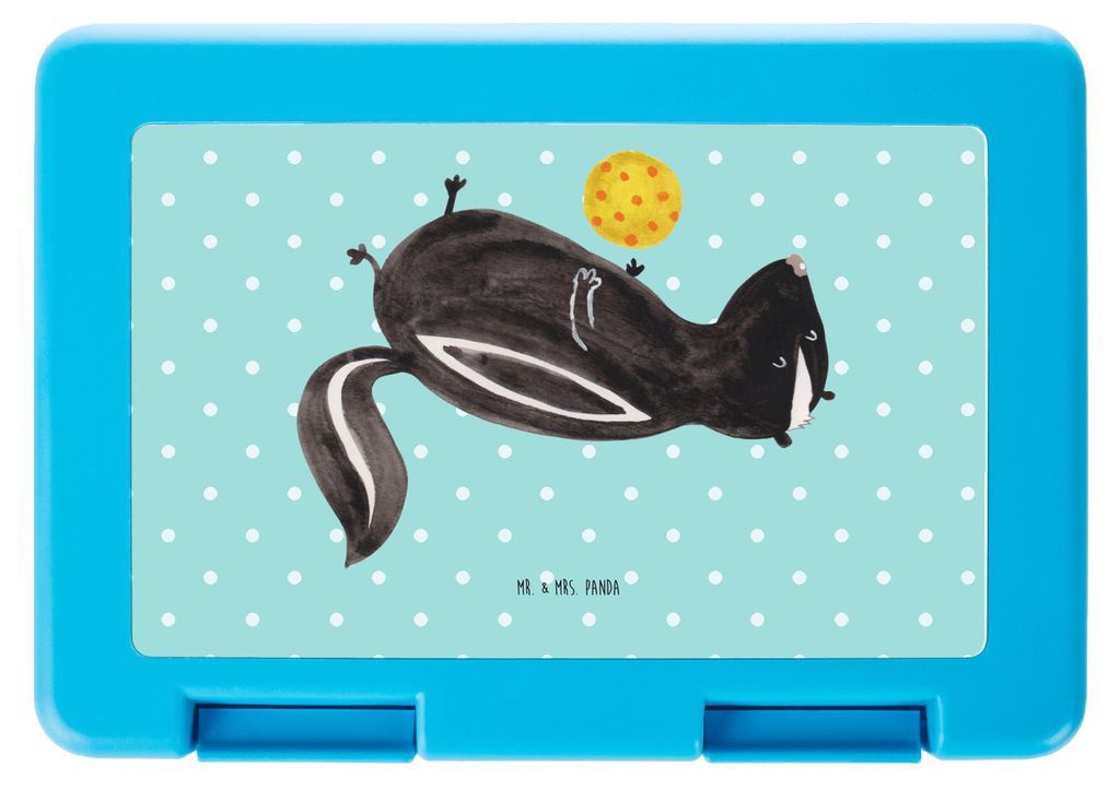 Mr. & Mrs. Panda Bentobox Stinktier Ball - Türkis Pastell - Geschenk, Brot Aufbewahrungsbox, Weisheit, Skunk, Stinker, Raubtier, Lunchbox, Bento B...