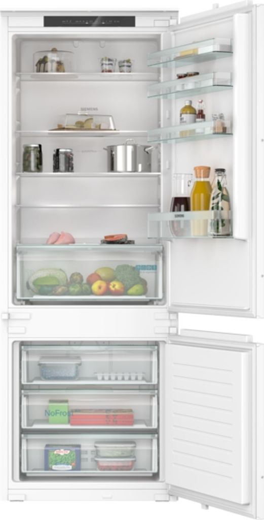 An open refrigerator with food and containers inside.