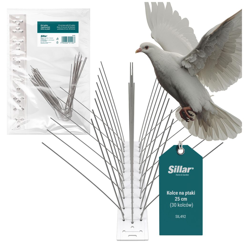Sillar 25 cm Edelstahl-Set zur Vogelabwehr – 30 Spitzen pro Produktbild 