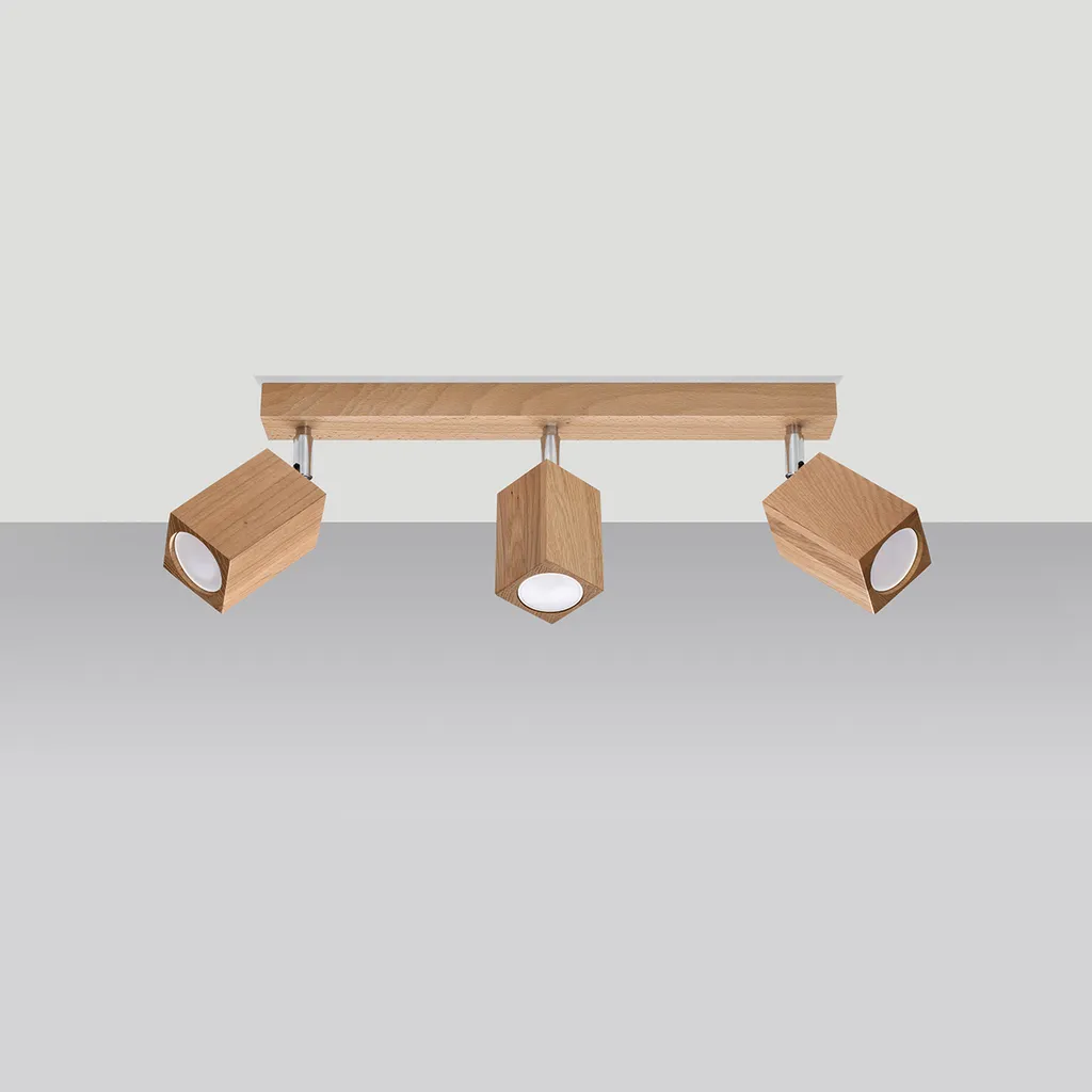 Lampada Soffitto Sollux KEKE 3 Legno Rovere 45cm 3xGU10 Qualità - 11