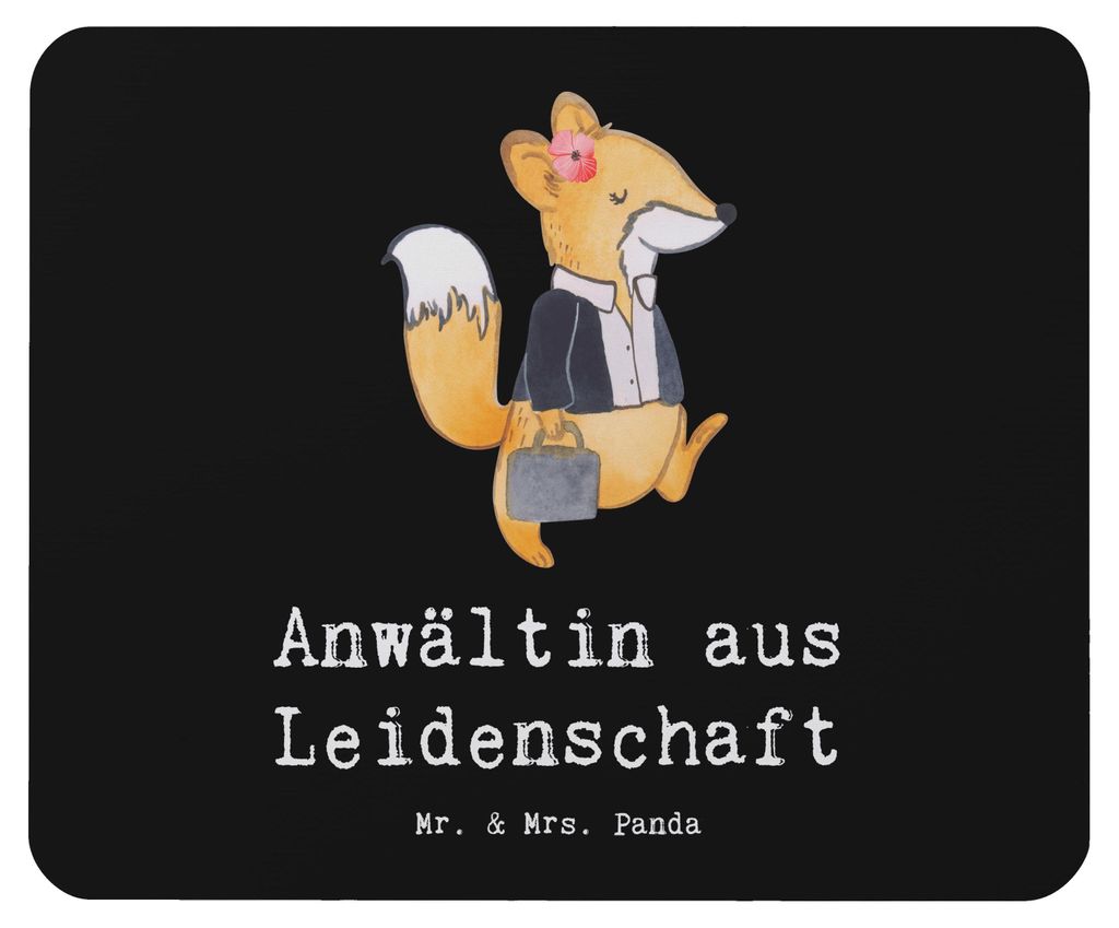 Mr. & Mrs. Panda Mauspad Anwältin Leidenschaft - Schwarz - Geschenk, Anwaltskanzlei, pc mousepad, Juristin, Lustig, Beruf, mousematte, Mouse Pad, ...