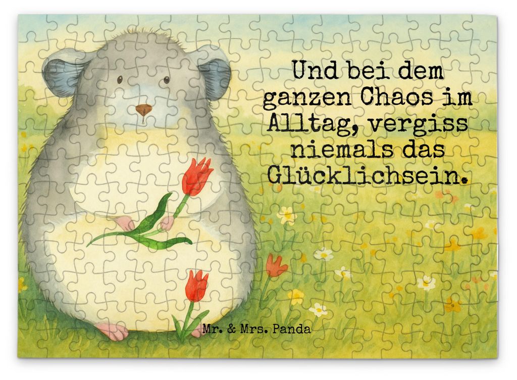 Mr. & Mrs. Panda Puzzle Chinchilla Blume Design 192 Teile - Weiß - Geschenk, Büro, 1500, 500, Puzzlespiel, 1000, Chinchillas, Liebeskummer, Chaos...
