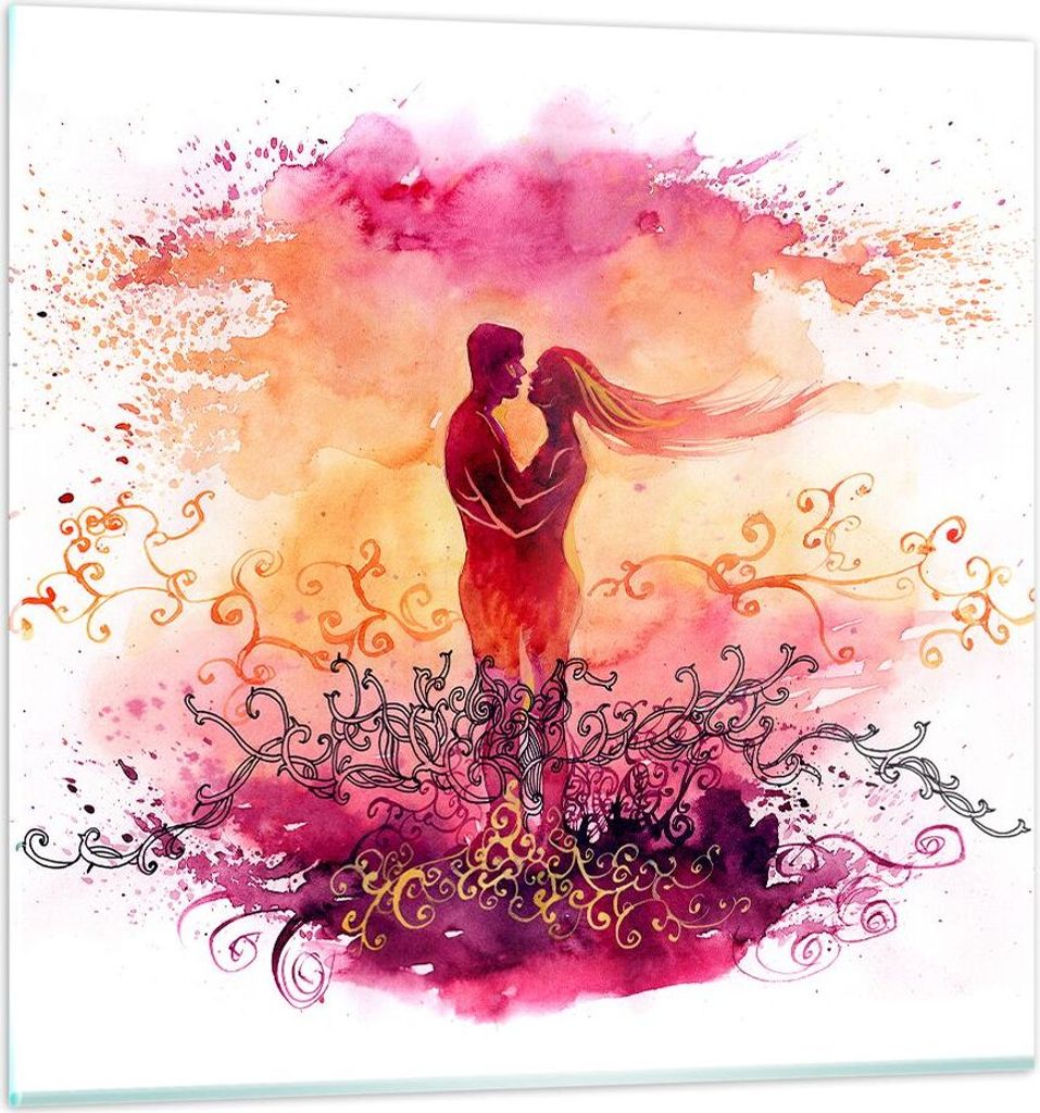 Bilder auf glas - Liebe Paar Flitterwochen - 40x40cm - Glasbilder - Wandbilder - Kunstdruck - zum Aufhängen bereit - Wanddekoration aus Glas - Gla...