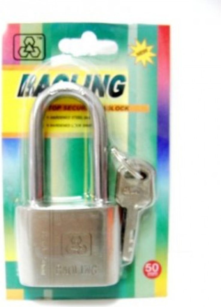 Verchromtes Vorhängeschloss 50 mm mit 3 Schlüsseln
