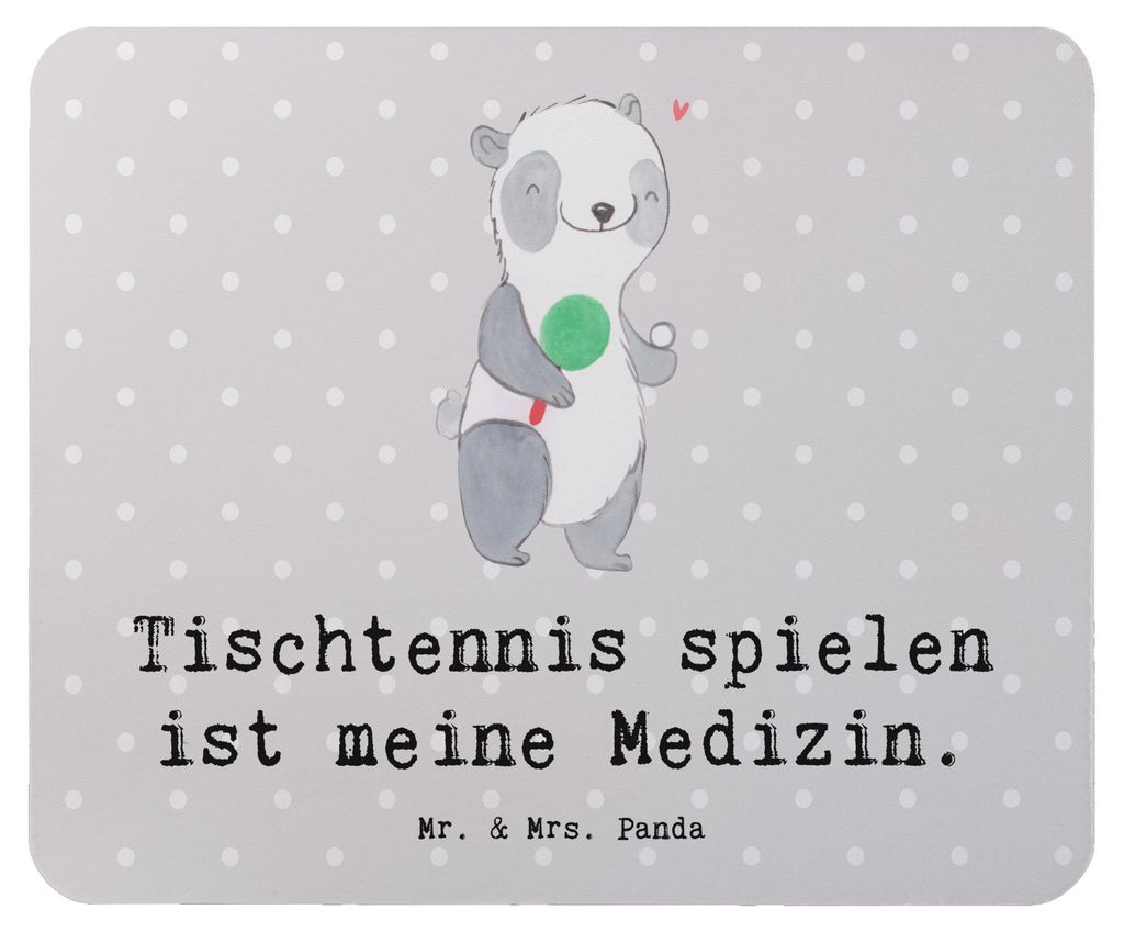 Mr. & Mrs. Panda Mauspad Panda Tischtennis - Grau Pastell - Geschenk, mousematte, pc mousepad, Ballsport, Mouse Pad, Bund, Verein