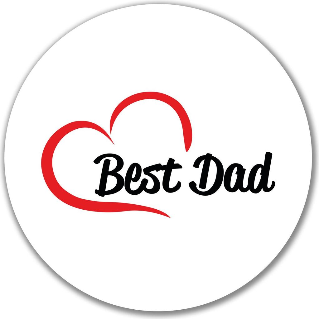 Huuraa Aufkleber Best Dad Heart 10cm rund Sticker Geschenkidee