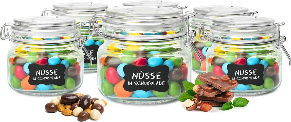 Einmachglas 500ml mit Bügelverschluss Tafelfeld Kreide Einmachgläser Vorratsglas Vorratsdose 2-12 Stk.(2 Stück)