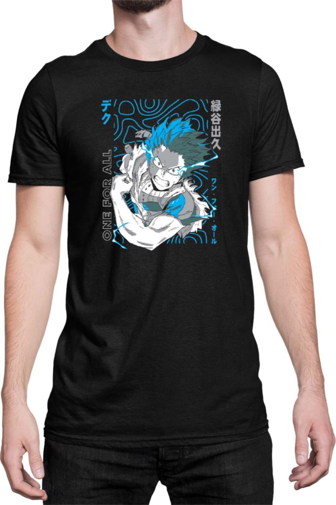 Herren T-Shirt Japan Anime Manga My Hero Anime Academia Izuku Midoriya Deku Izuku Midoriya Deku, Man XL / Schwarz