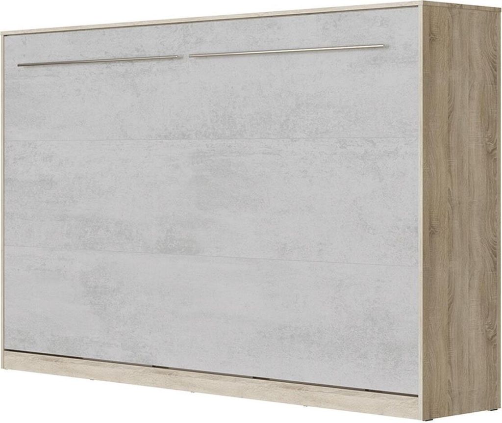SMARTBett Schrankbett Standard Eiche Sonoma/Beton 120 Horizontal
