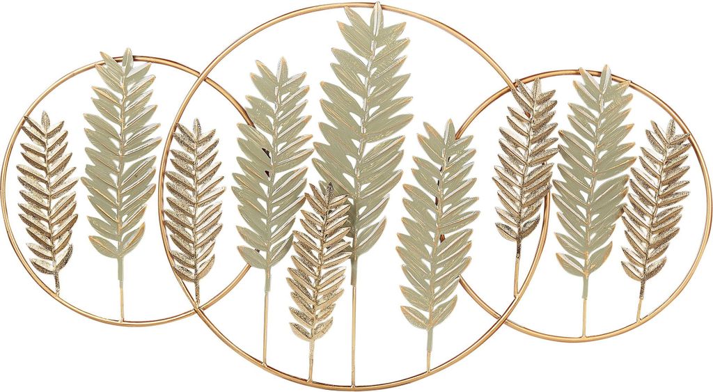 BELIANI Wanddekoration Gold u. Grün Eisen Weizenfeld Pflanzenmotiv Einteilig Handgemacht Modern Wandobjekt Schlafzimmer Wohnzimmer Flur Küche Ess...