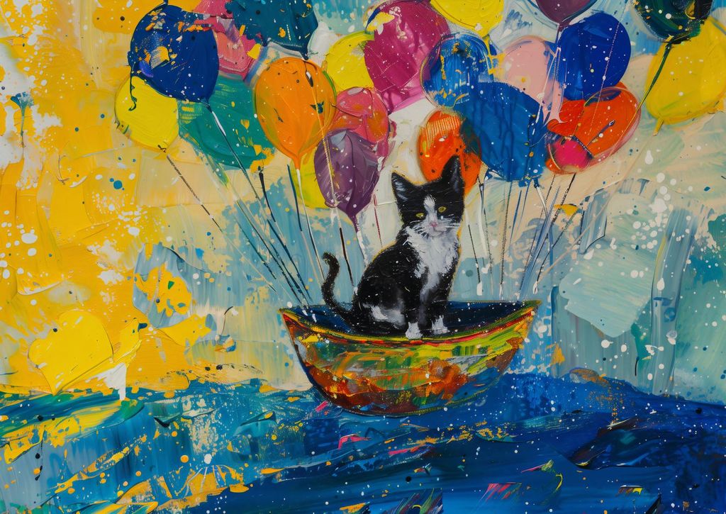 Plakat 59,4x42cm Katze im Boot