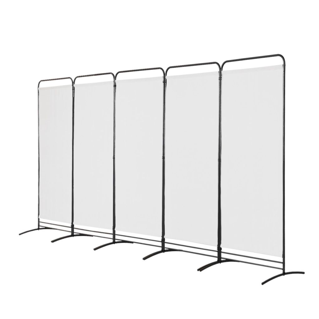 Angel Living 5 Teilig Paravent Innen Raumteiler Trennwand Faltbarer Raumteiler Sichtschutzwand Innen für Terrasse Balkon 405x180cm Weiß