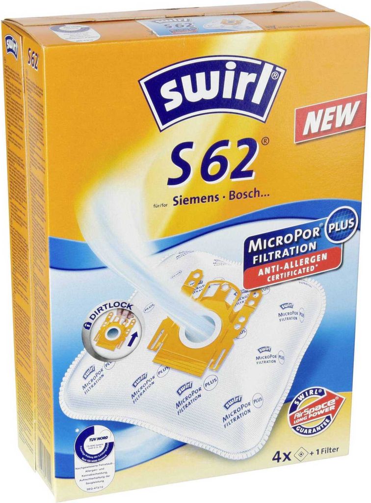 Swirl S 62, Prachový sáček, Bílá, 240 mm, 166 mm, 74 mm, Obrázek produktu 