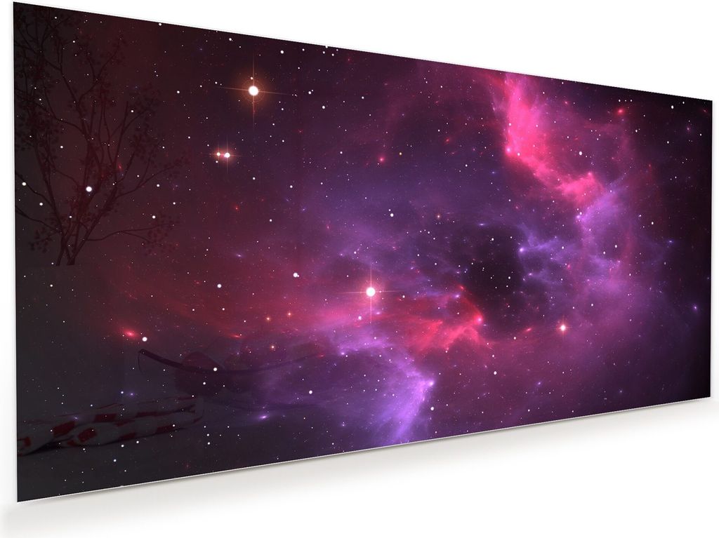 Glasbild Wandbild Lila Nebel 100x50cm in XXL für Wohnzimmer, Schlafzimmer, Badezimmer, Flur