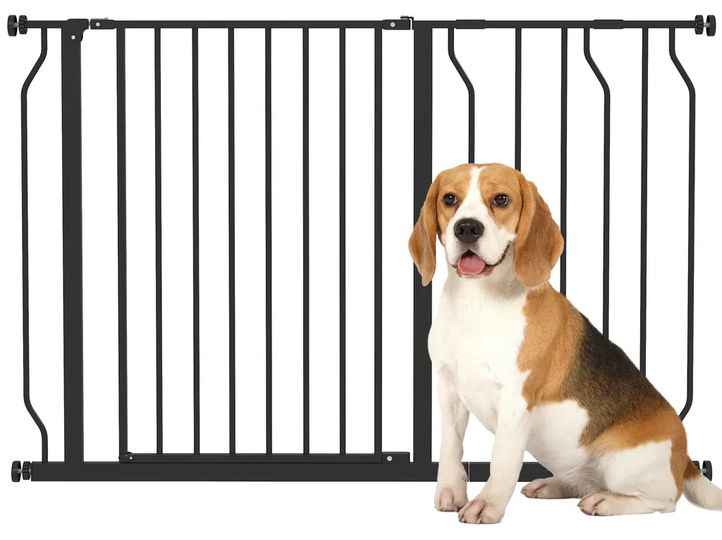 Barrière pour chiens ajustable 115 cm noire sans perçage pour la maison