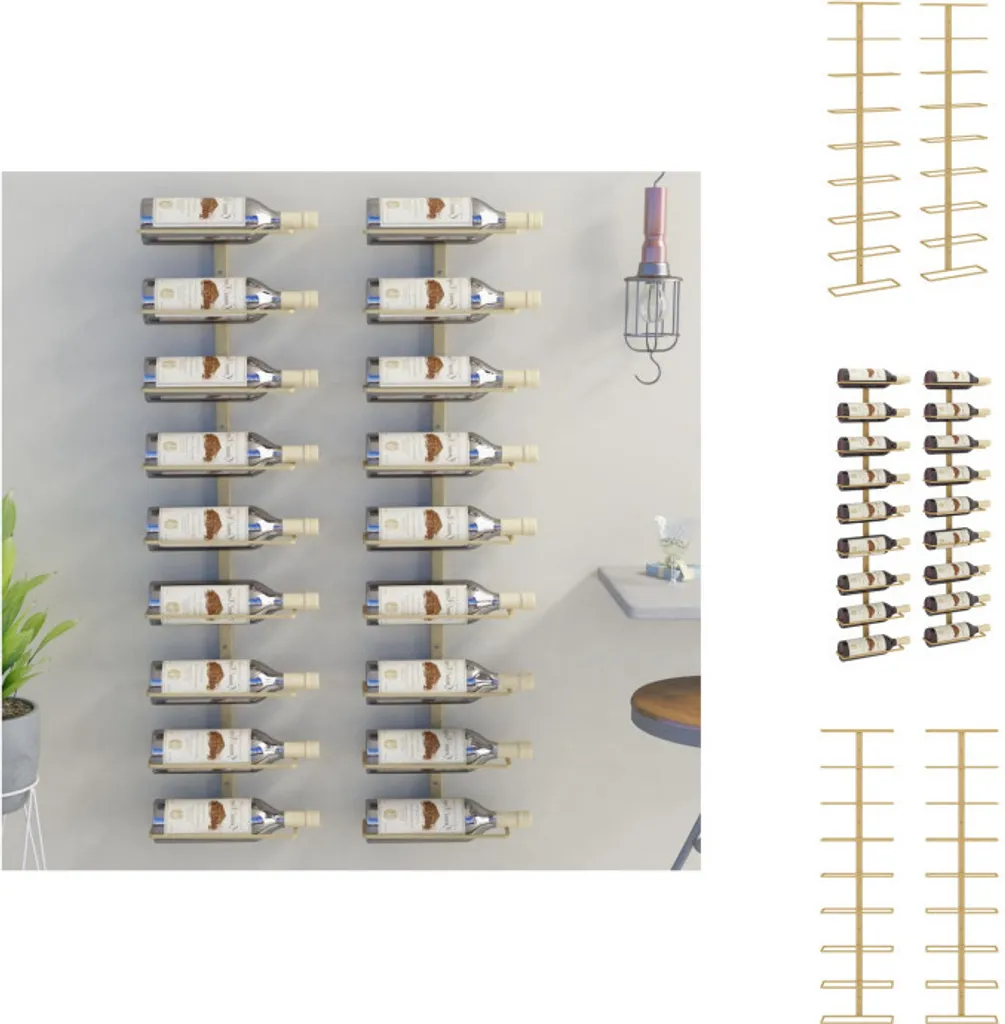 Rangement mural pour vin 2 unités dorées pour organiser votre intérieur