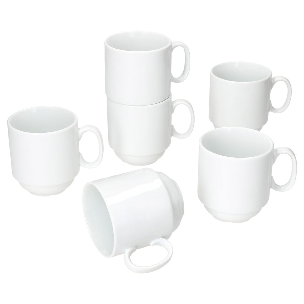 6er Set Tommy Kaffeebecher 220ml weiß Porzellan 6 Personen Produktbild 