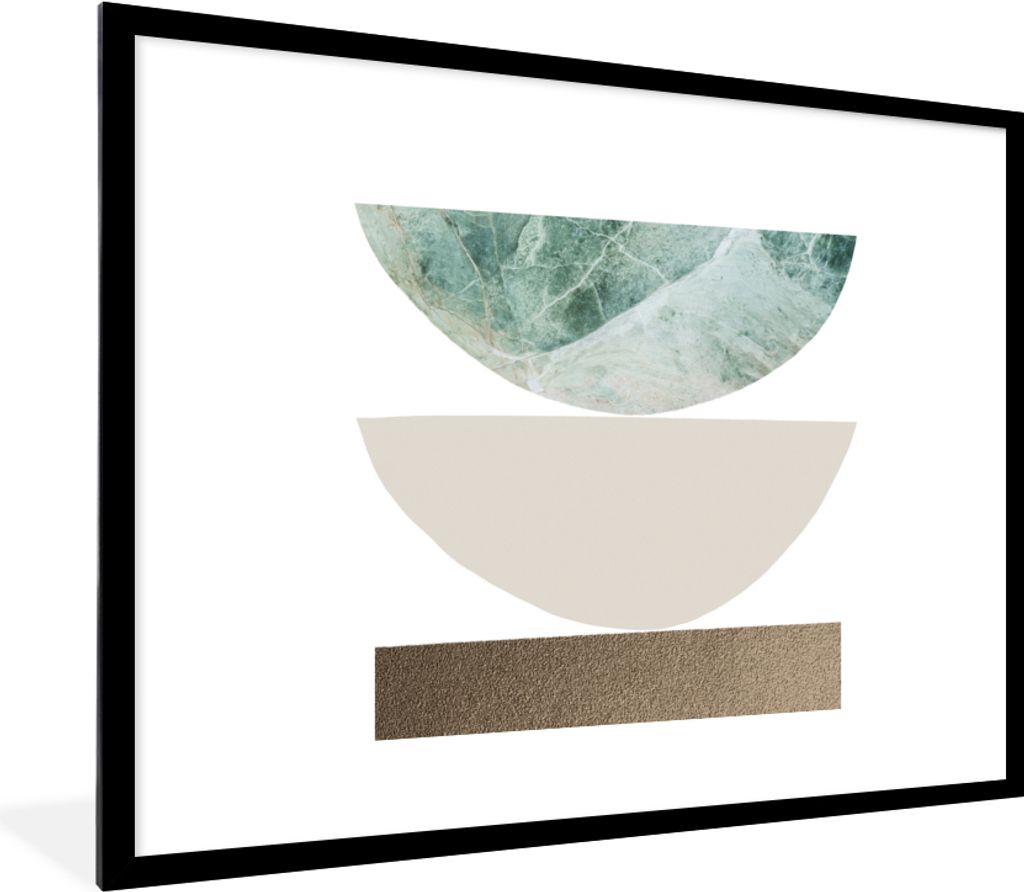 MuchoWow Gerahmtes Poster Geometrische Formen - Minimalismus - Pastell 80x60 cm - Poster mit Schwarzem Bilderrahmen Wandposter Rahmen Foto Bilder...
