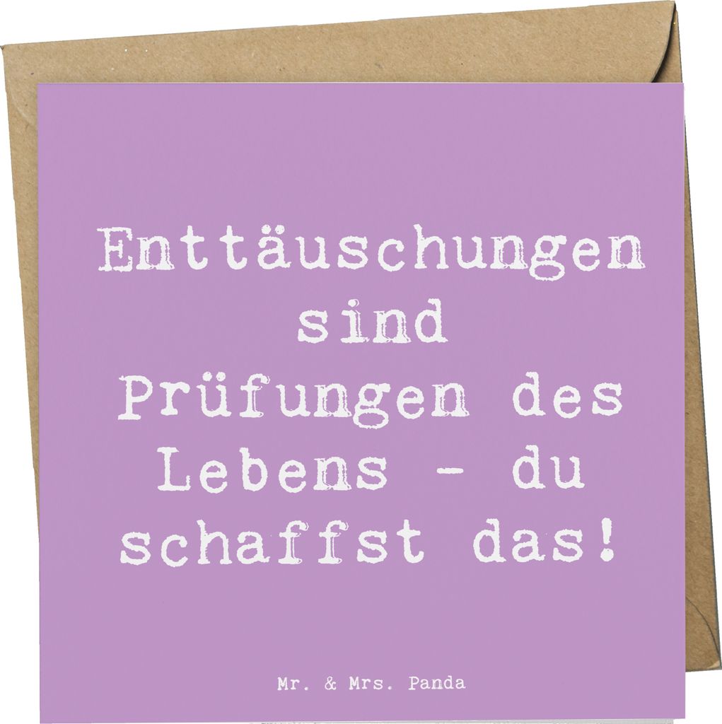 Mr. & Mrs. Panda doppelkarte Spruch Mit Enttäuschungen umgehen - Lavendeltraum - Geschenk, Vertrauem, Prüfungen des Lebens, Klappkarte, Stärke f...